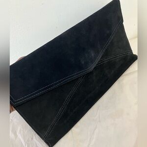 Vintage Black Suede Clutch